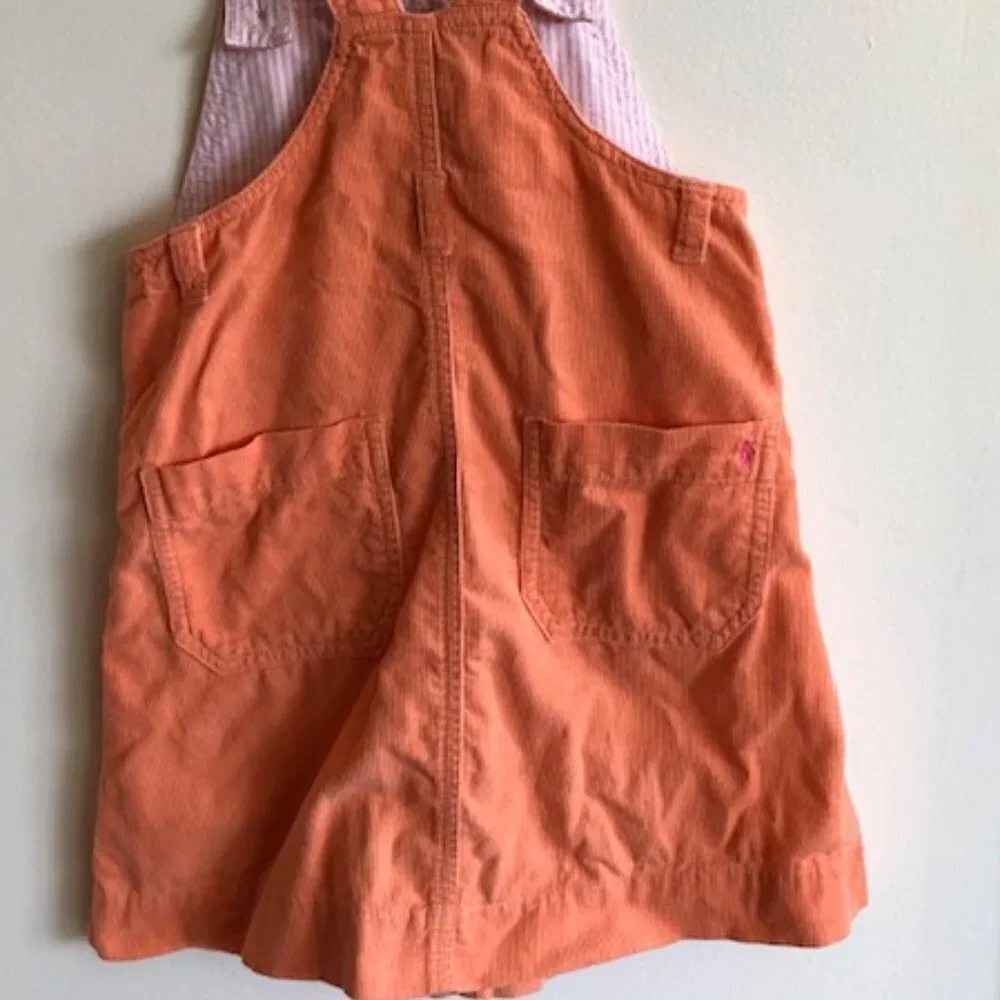RALPH LAUREN Y2K Corduroy Orange Overall Jumper Dress 4